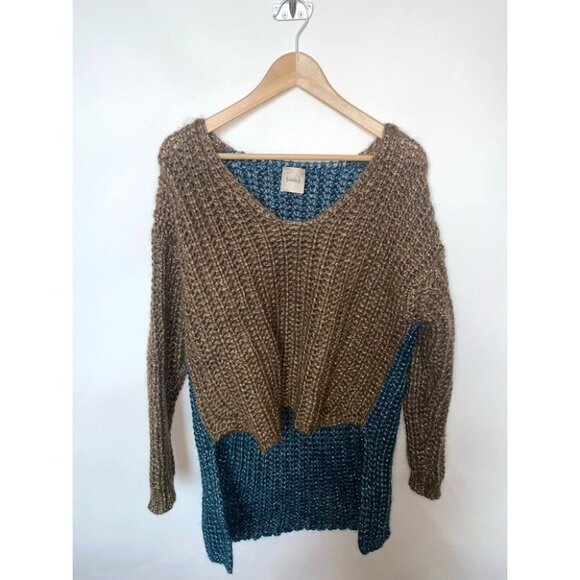 (Nude) Metallic Mohair and Wool blend  Chunky Knit Metallic Sweater Size Large - Picture 2 of 12